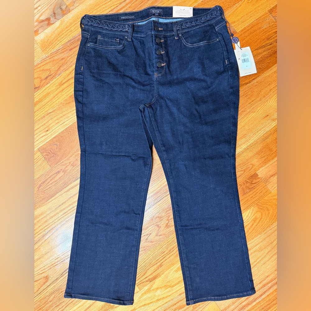 NYDJ High Rise Button Fly Jeans in Deep Blue - Picture 8 of 9